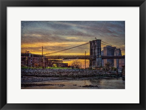 Framed Brooklyn Bridge at Sunset Print