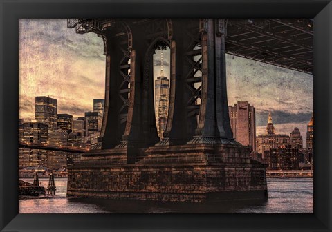 Framed Base of Manhattan Bridge Print