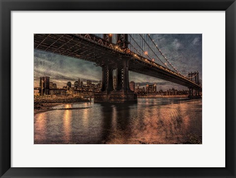 Framed NYC Bridges at Twilight Print