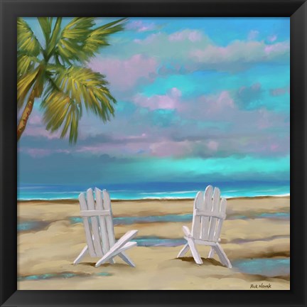 Framed Beach Chairs 1 Print