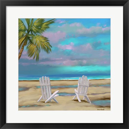 Framed Beach Chairs 1 Print