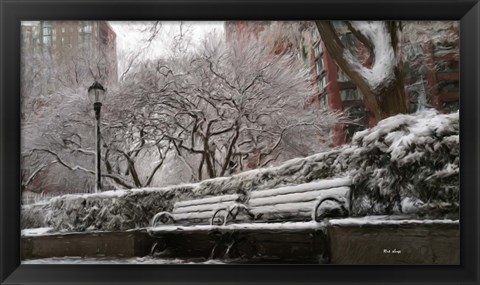 Framed New York Benches 2 Print