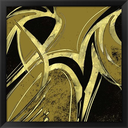 Framed Abstract Black &amp; Gold 1 Print