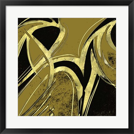 Framed Abstract Black &amp; Gold 1 Print