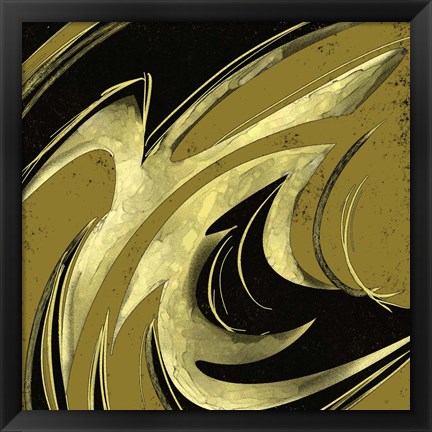 Framed Abstract Black &amp; Gold 2 Print