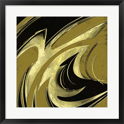 Framed Abstract Black &amp; Gold 2 Print