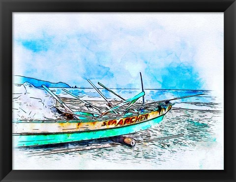 Framed Banca Boat 1 Print