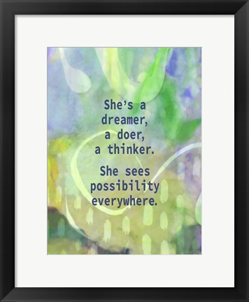 Framed She&#39;s a Dreamer (words) Print