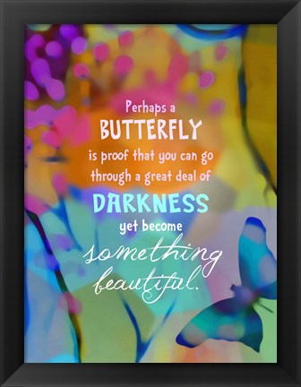 Framed Beautiful Butterfly (words) Print