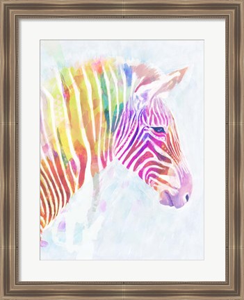 Framed Fluorescent Zebra II Print