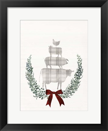 Framed Yuletide Animals I Print