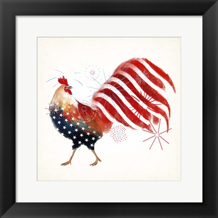 Framed Rooster Fireworks I Print