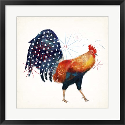 Framed Rooster Fireworks II Print