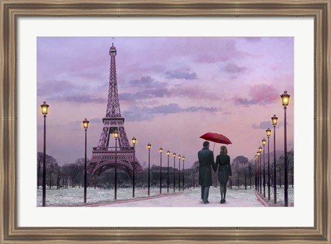 Framed Red Umbrella Print