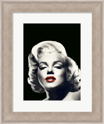 Framed Red Lips Marilyn In Black Print