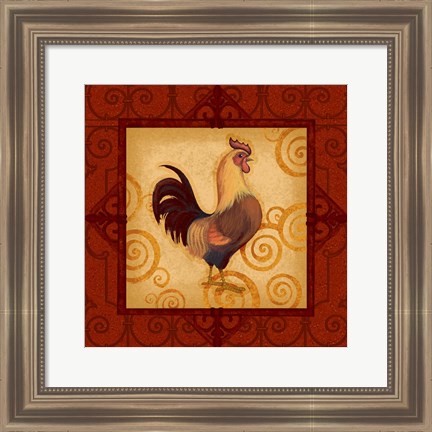 Framed Decorative Rooster I Print