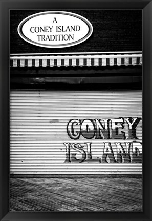 Framed Coney Island New York Black/White Print