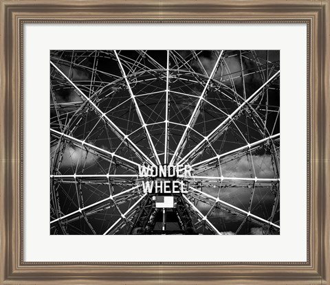 Framed Wonder wheel  New York Black/White Print