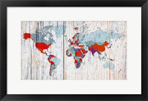 Framed World map II Print