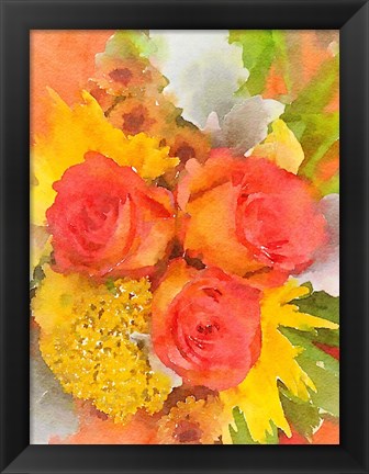 Framed Orange Flowers 2 Print