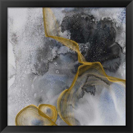 Framed Watercolor Symphony Gold touch 3 Print