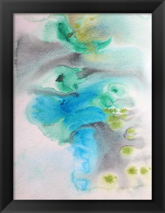 Framed Coastal Watercolor Abstract 105 Print