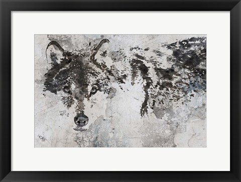 Framed Rustic Wolf 1 Print