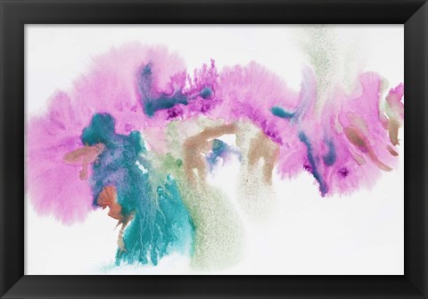 Framed Turquoise Pink Watercolor Abstract Splash 1 Print