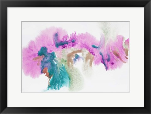 Framed Turquoise Pink Watercolor Abstract Splash 1 Print