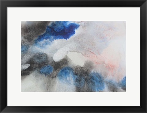 Framed Blue Waves Watercolor Abstract Splash 1 Print