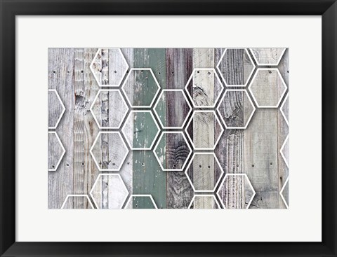 Framed Wood Texture Geometrical 1 Print