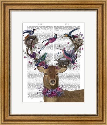 Framed Deer Birdkeeper, Tropical Bird Nests Print