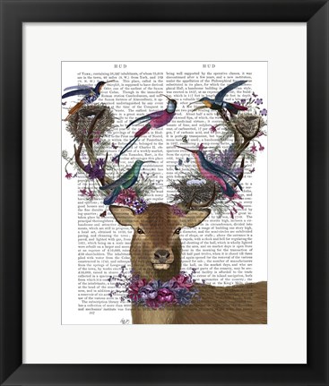 Framed Deer Birdkeeper, Tropical Bird Nests Print