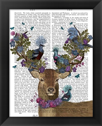 Framed Deer Birdkeeper, Blue Pigeons Print