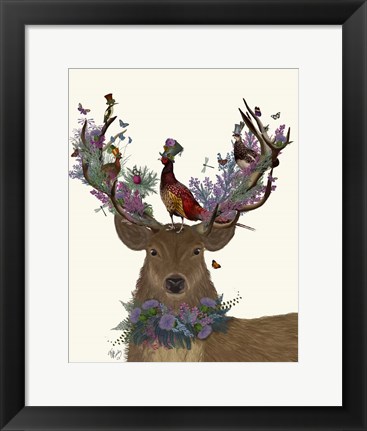 Framed Deer Birdkeeper, Scottish Print