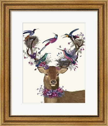 Framed Deer Birdkeeper, Tropical Bird Nests Print