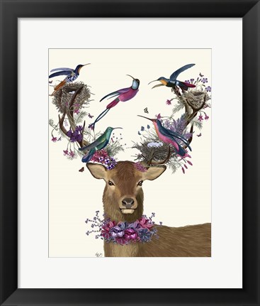 Framed Deer Birdkeeper, Tropical Bird Nests Print