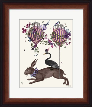 Framed Hare Birdkeeper, Hot Air Balloon Print