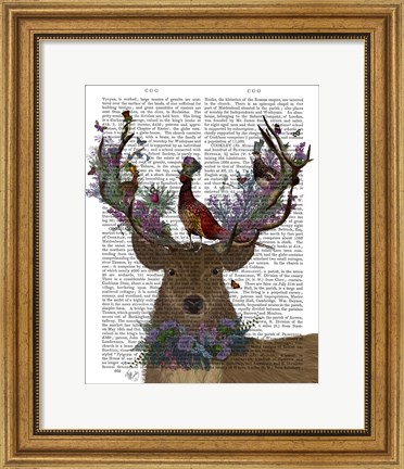 Framed Deer Birdkeeper, Scottish Print