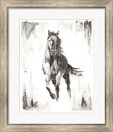 Framed Rustic Black Stallion II Print