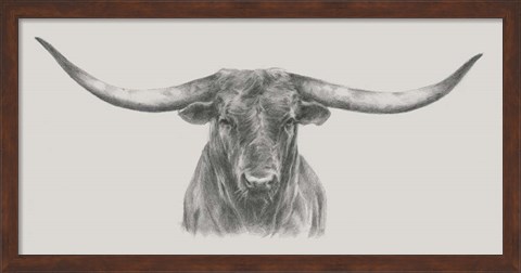 Framed Longhorn Bull Print