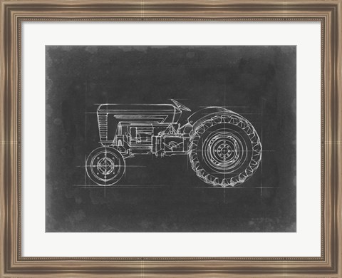 Framed Tractor Blueprint I Print