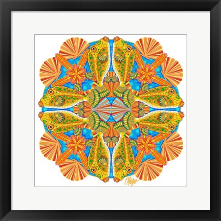 Framed Boxfish and Scallop Mandala Print