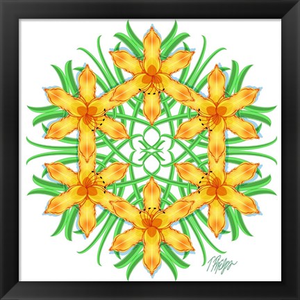 Framed Yellow Day Lily Mandala Print