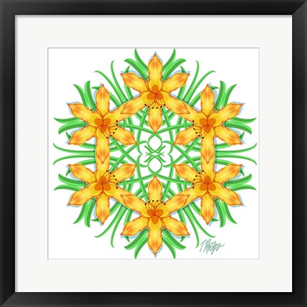 Framed Yellow Day Lily Mandala Print