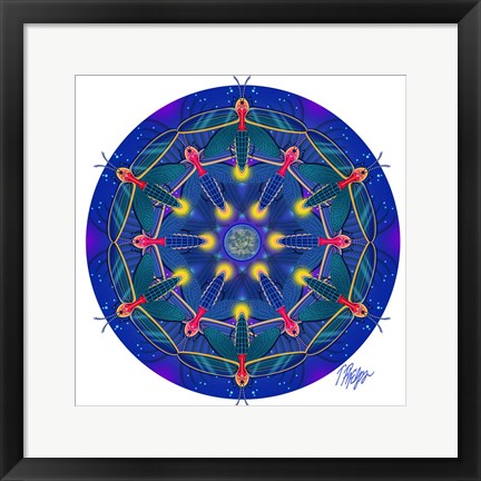 Framed Firefly Moon Mandala Print