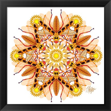 Framed Tan Longhorn Beetle Mandala Print