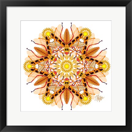 Framed Tan Longhorn Beetle Mandala Print