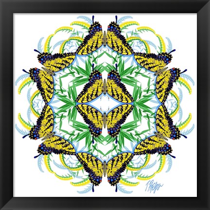 Framed Goldenrod Swallowtail Mandala Print