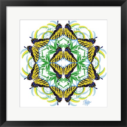 Framed Goldenrod Swallowtail Mandala Print